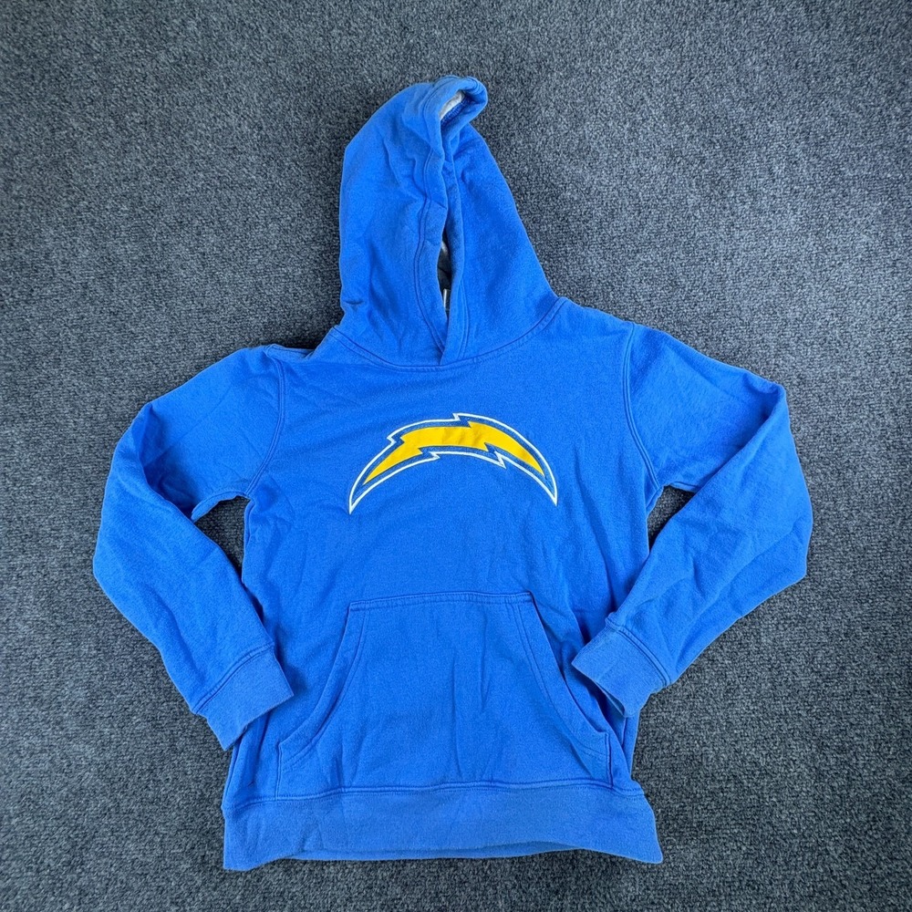 NFL Team Apparel Los Angeles Chargers Football Hoodie Youth M‎ 10/12 Blue Cotton